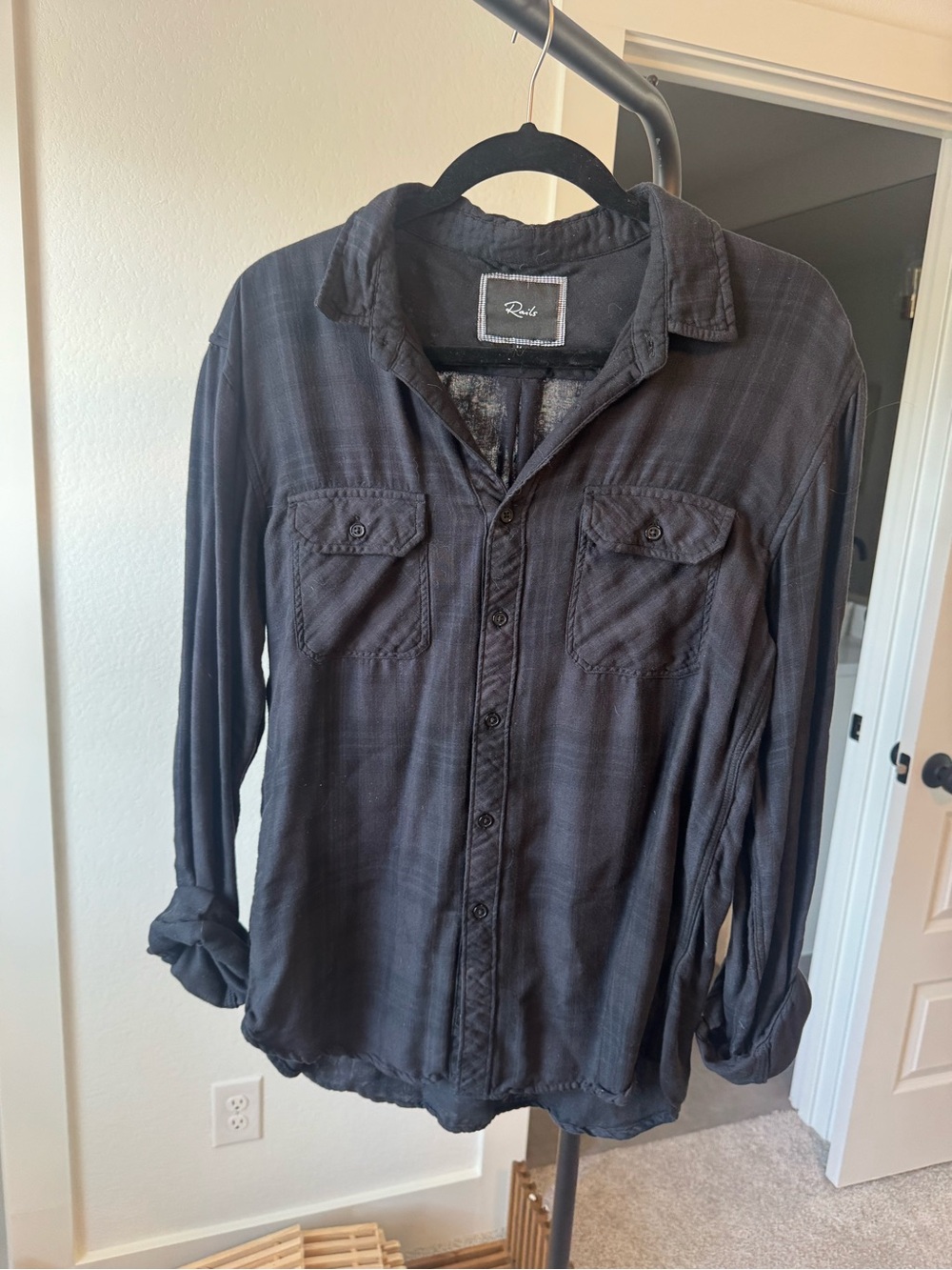 Rails Black Logo Detail Shirt